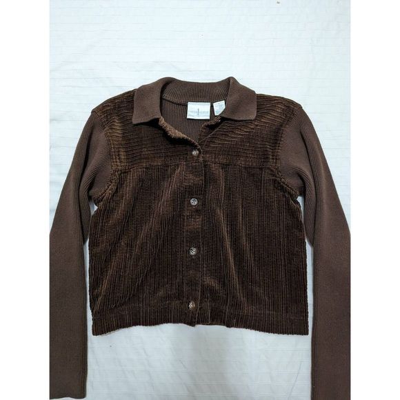 First Issue By, Liz Claiborne Brown Corduroy Sweater jacket Size M - Picture 5 of 8